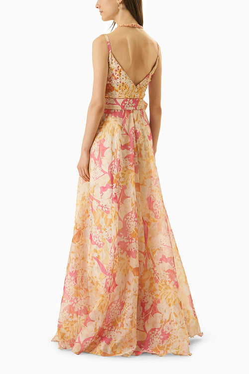 Multi Yellow Laser Cut Dress