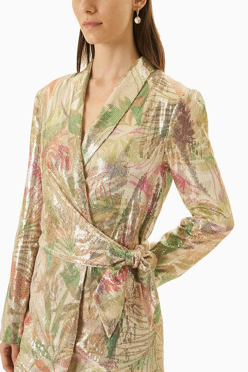 Multi Green  Wrap Jacket Dress