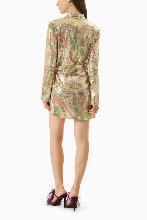 Multi Green  Wrap Jacket Dress