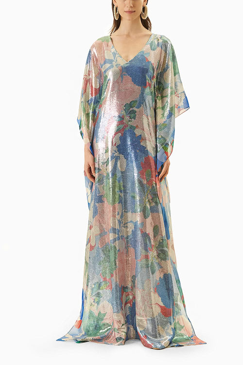 Multi Blue Sequins Kaftan