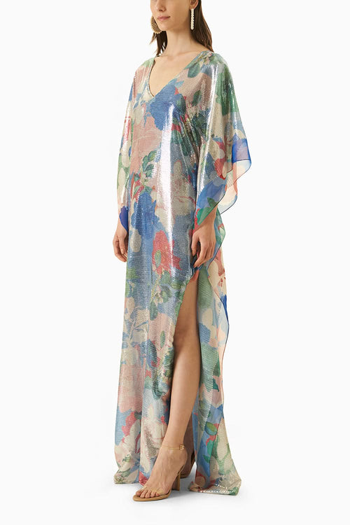 Multi Blue Sequins Kaftan