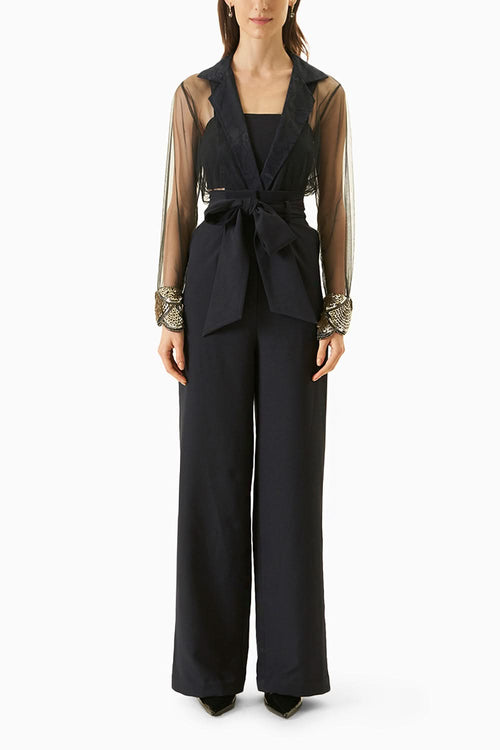 Navy Blue Ava Bodysuit With Trouser