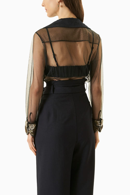 Navy Blue Lucent Cape With Trouser