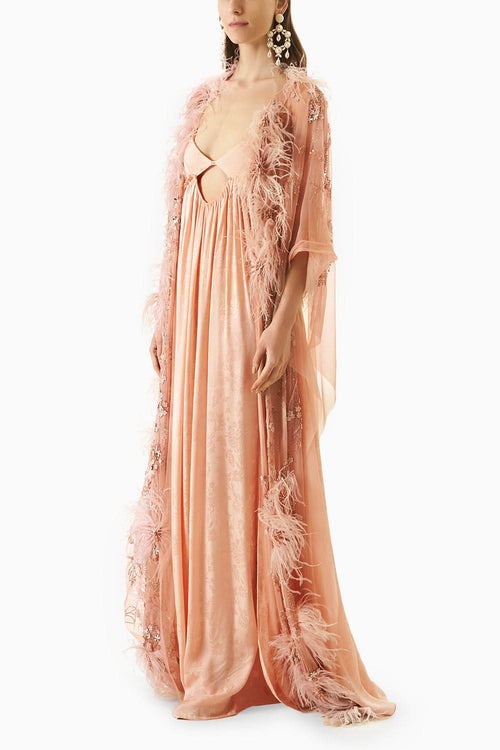 Blush Slick Dress With Cape