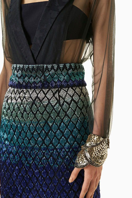 Navy Blue Ava Bodysuit With Skirt