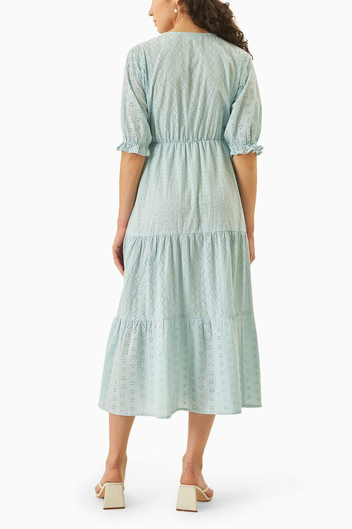 Powder Blue Azure Schiffli Dress
