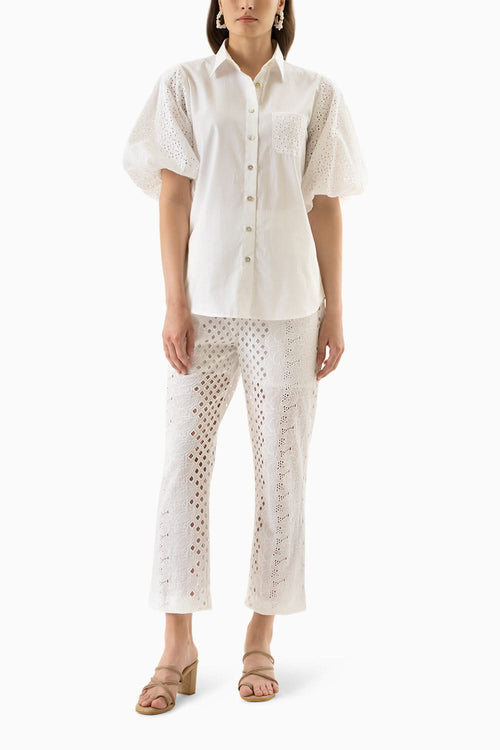 White All In Sleeves Shirt