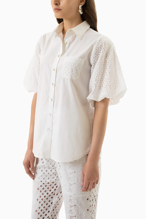 White All In Sleeves Shirt