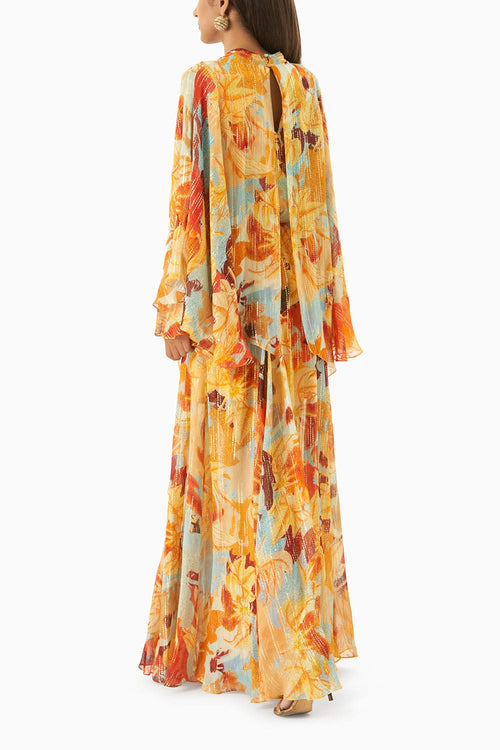 Multi Mustard Cowl Dress