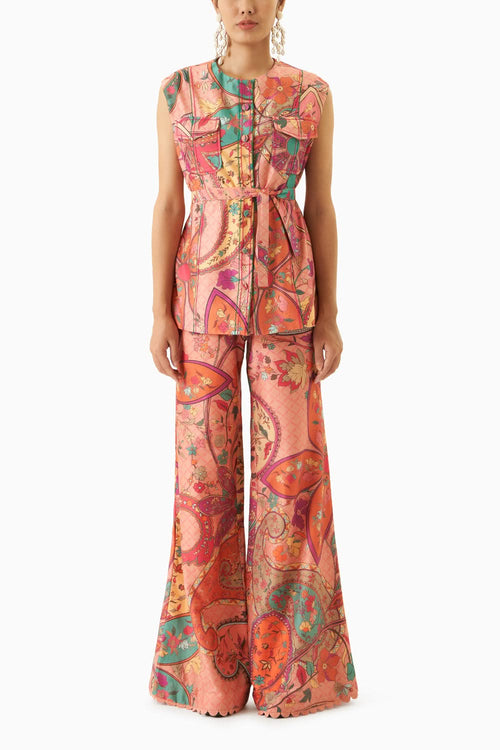 Multicoloured Shirt With Flared Pants
