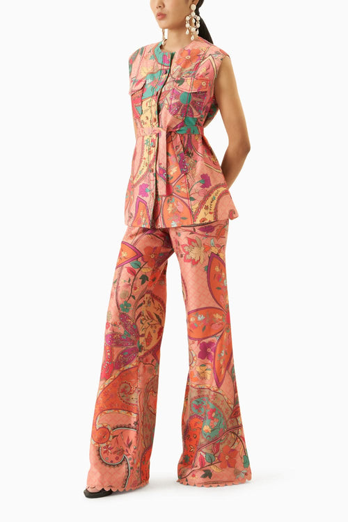 Multicoloured Shirt With Flared Pants