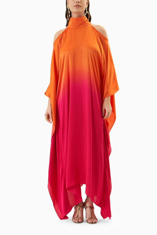 Ombré Leheriya Round Collar Dress