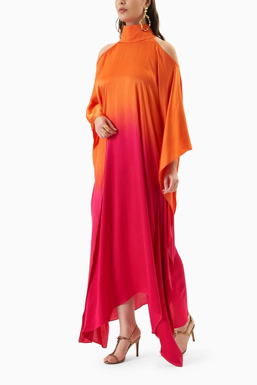 Ombré Leheriya Round Collar Dress