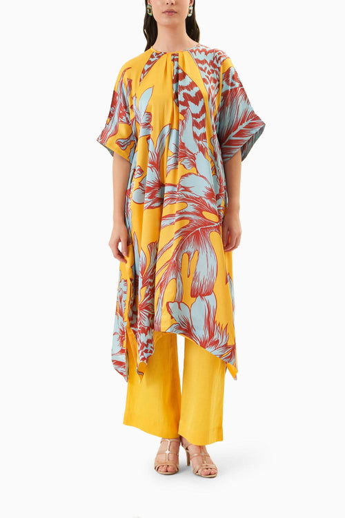 Yellow Aphrodite Kaftaan Style Kurta & Trousers