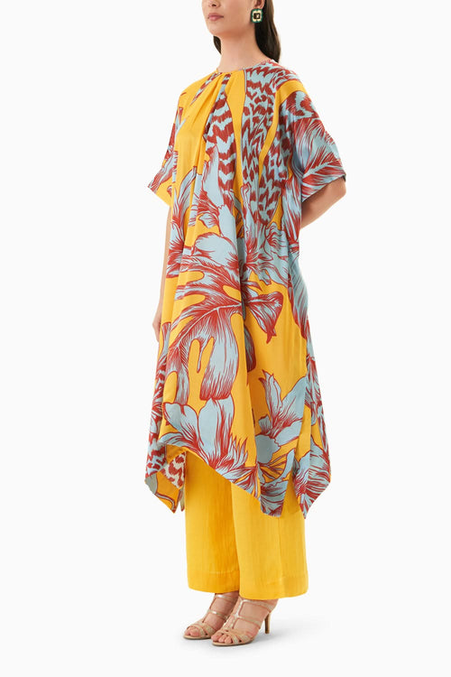 Yellow Aphrodite Kaftaan Style Kurta & Trousers