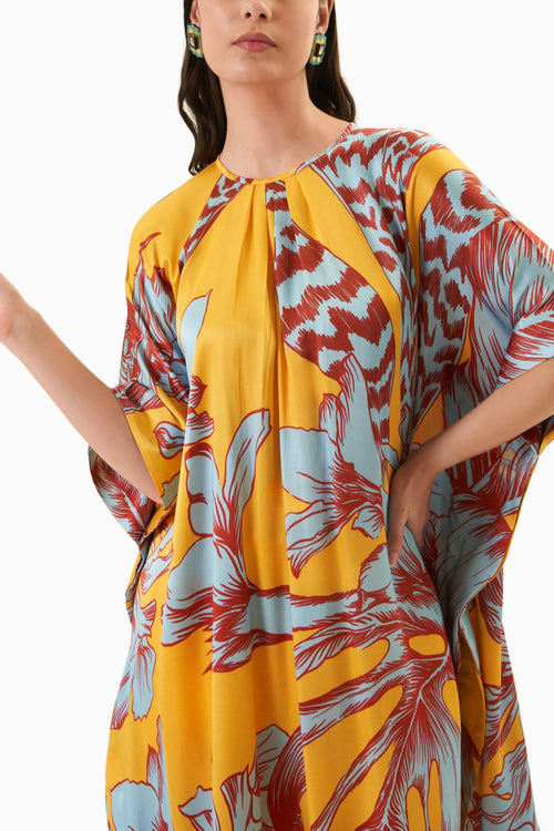 Yellow Aphrodite Kaftaan Style Kurta & Trousers