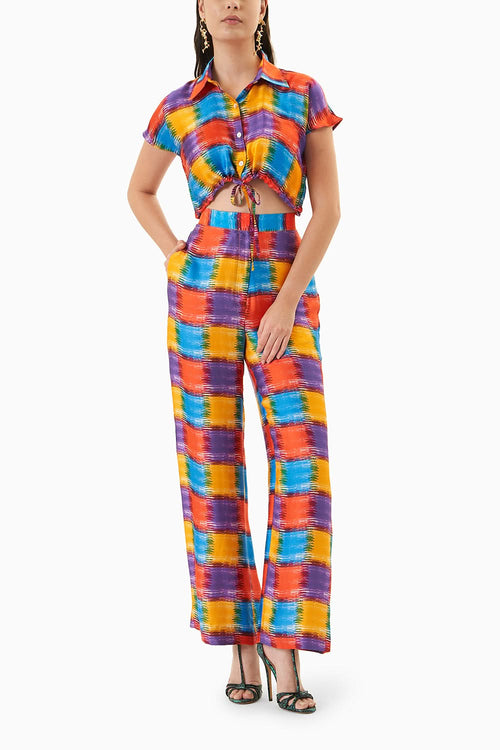 Multicoloured Baltimore Check Cropped Shirt & Straight Pants