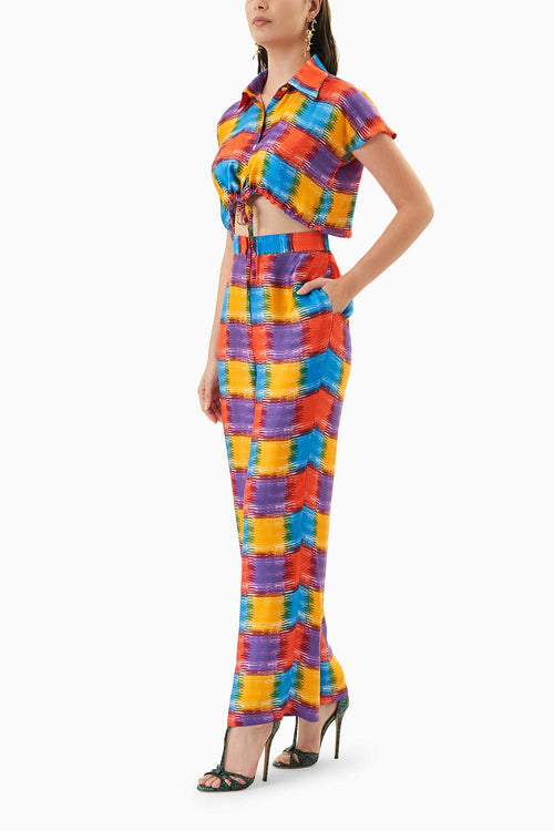 Multicoloured Baltimore Check Cropped Shirt & Straight Pants