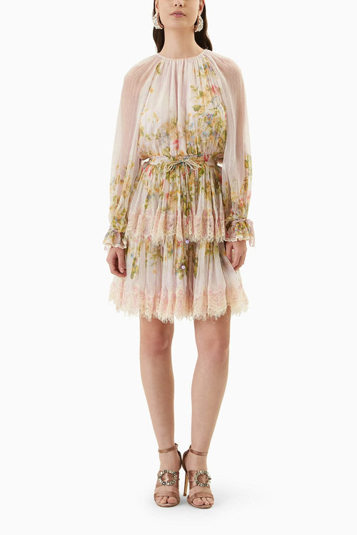 Lilac Printed Two Layer Short Dress