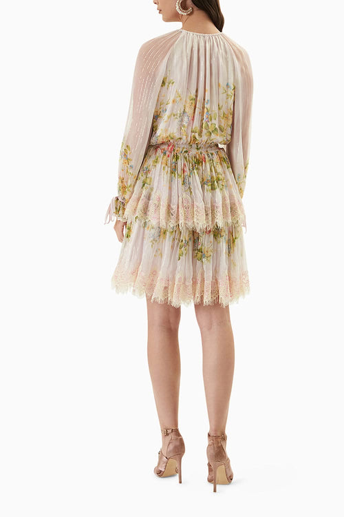 Lilac Printed Two Layer Short Dress