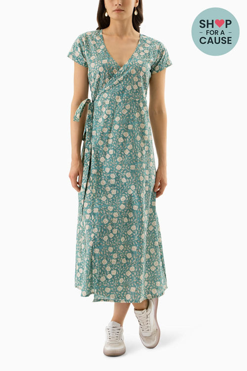 Turquoise Sirmaur Wrap Dress