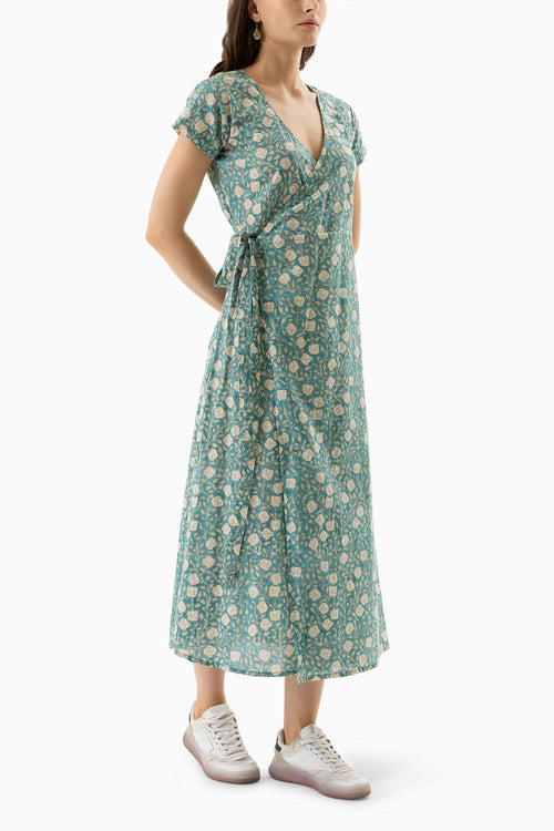 Turquoise Sirmaur Wrap Dress