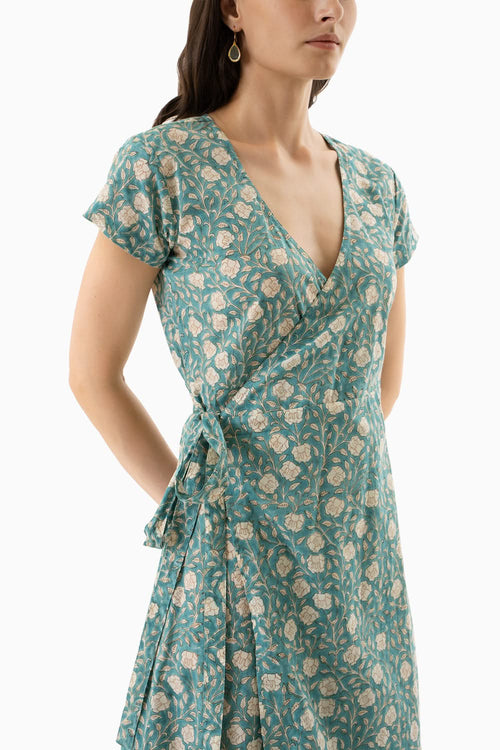 Turquoise Sirmaur Wrap Dress