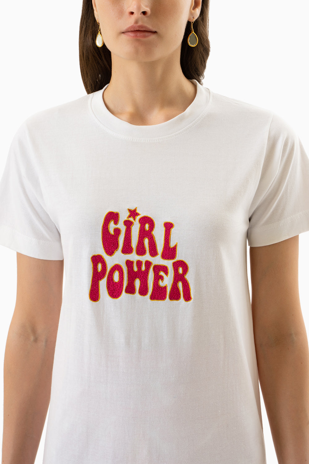 White Girl Power Embroidered T-Shirt