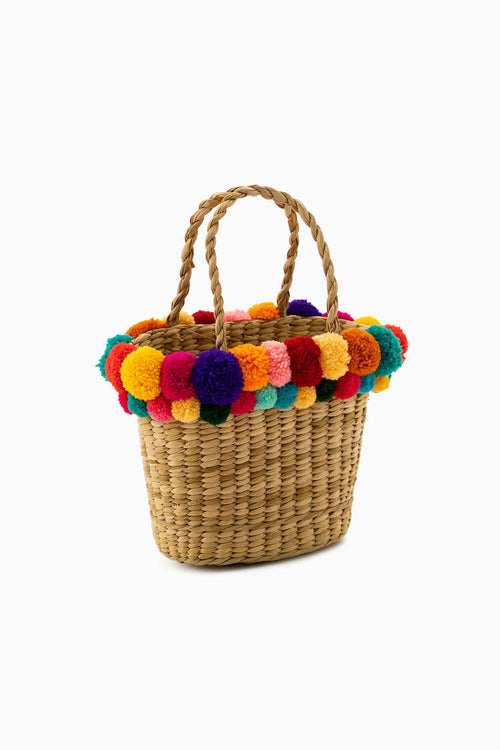 Multicolored Hand Embellished Open Basket Bag