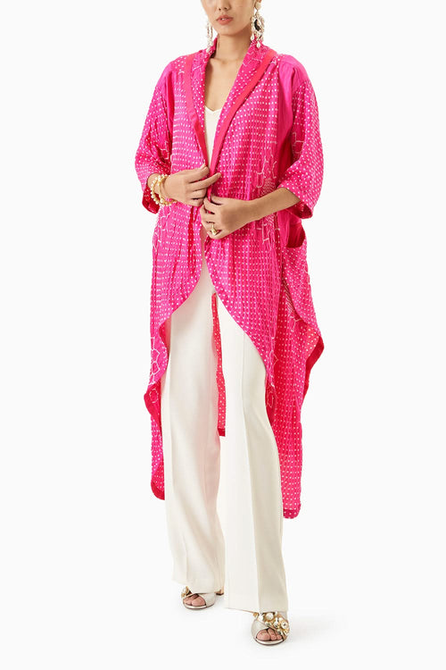 Gajji Silk Bandhani Overlay with Pockets