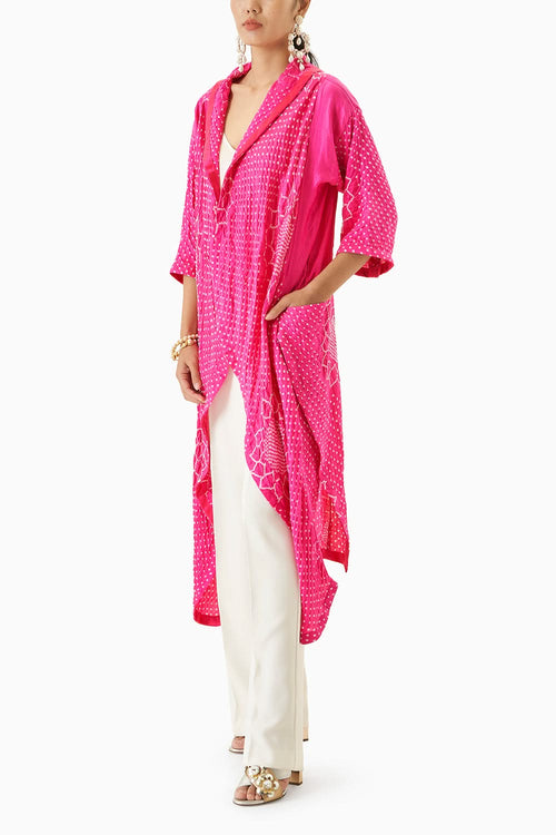 Gajji Silk Bandhani Overlay with Pockets