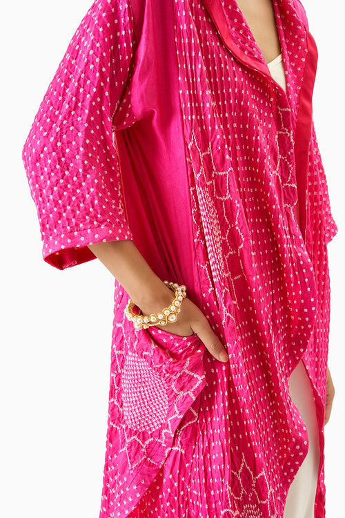 Gajji Silk Bandhani Overlay with Pockets