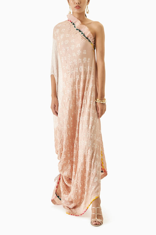 Shibori Bandhani One Shoulder Dress