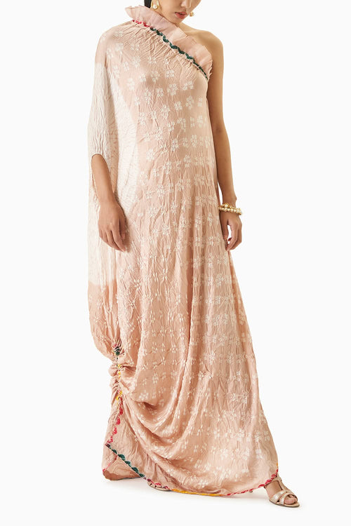 Shibori Bandhani One Shoulder Dress