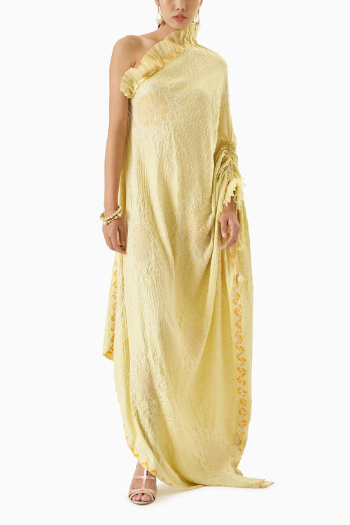 Lime Yellow One Shoulder Dress