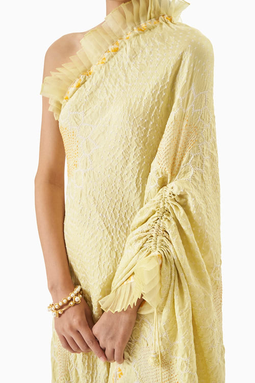 Lime Yellow One Shoulder Dress