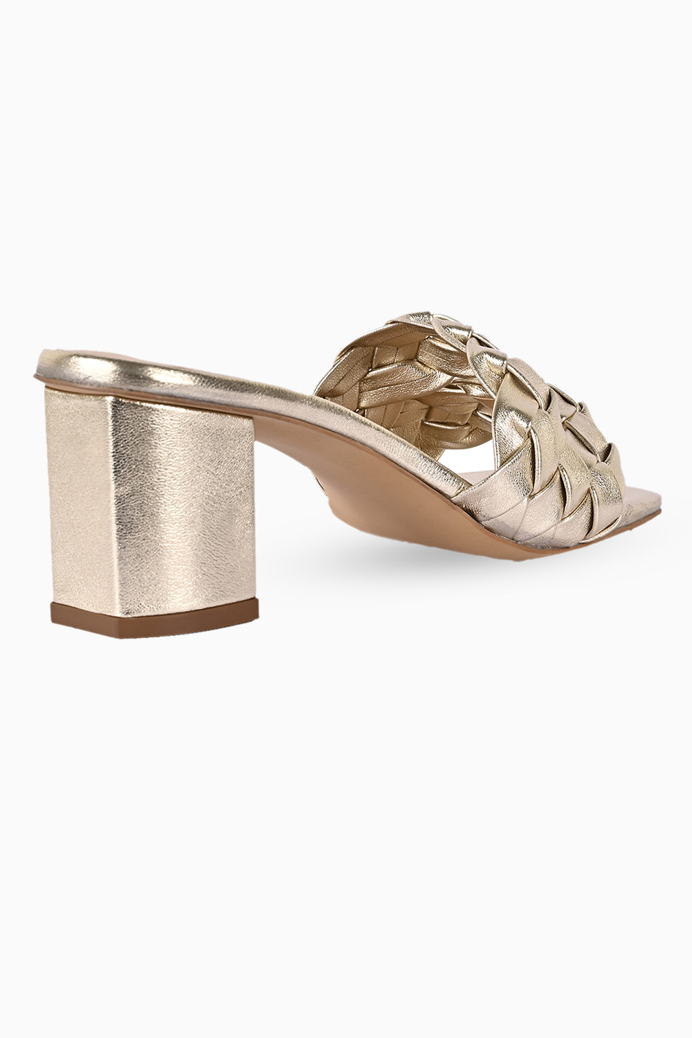 Delina Gold Leather Heels