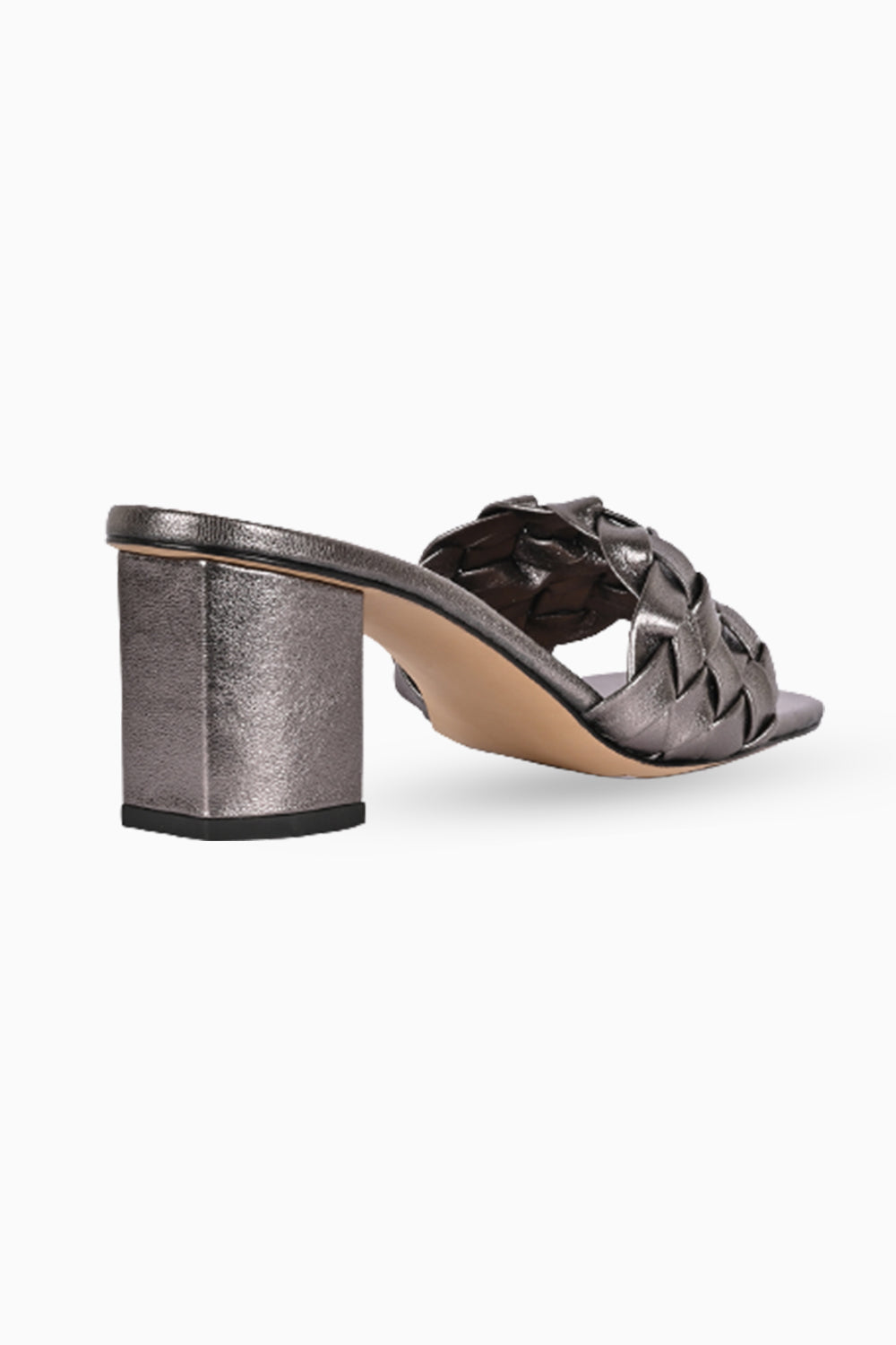 Delina Pewter Leather Heels