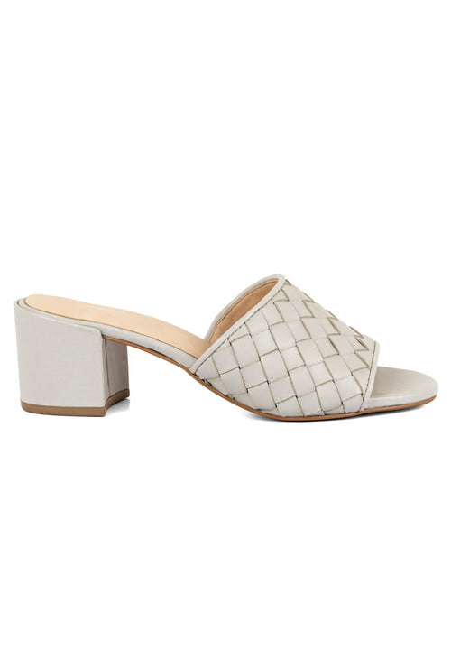Grey Nura Woven Block Heel Mules