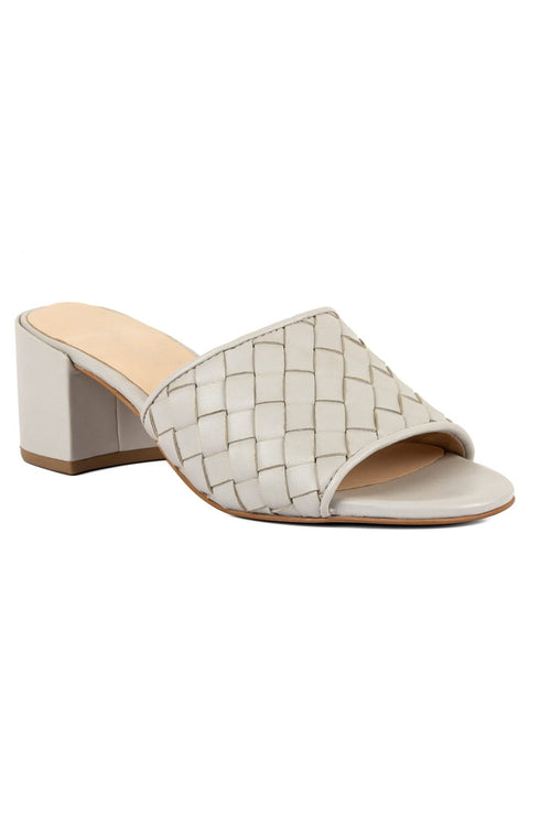 Grey Nura Woven Block Heel Mules