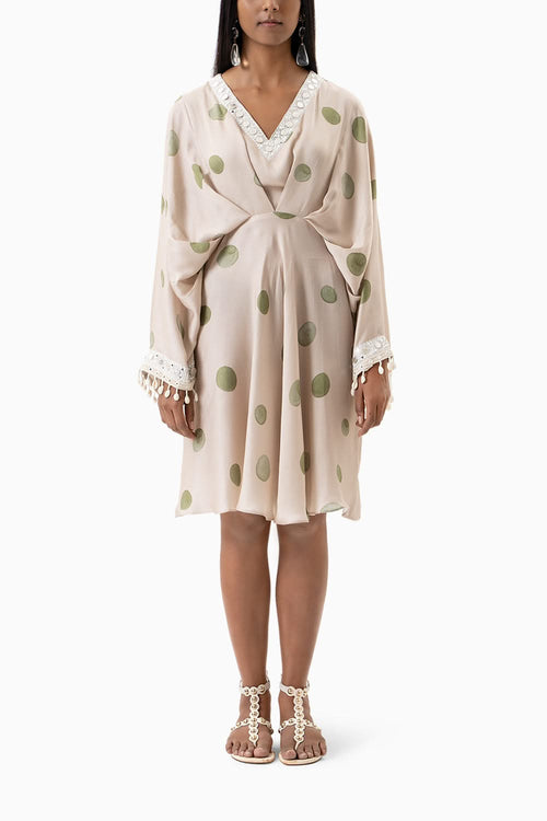 Olive Polka Dot Printed Dress