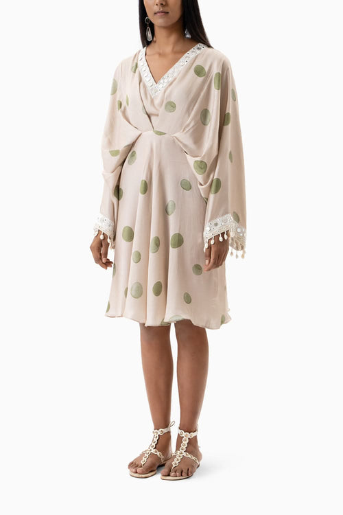 Olive Polka Dot Printed Dress