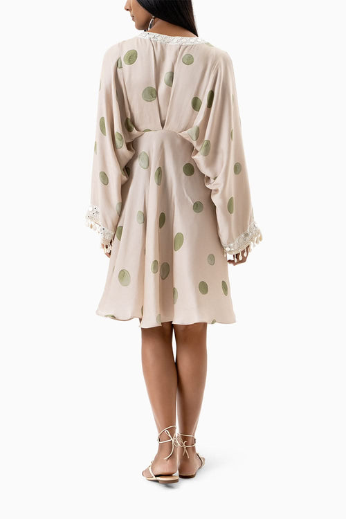 Olive Polka Dot Printed Dress