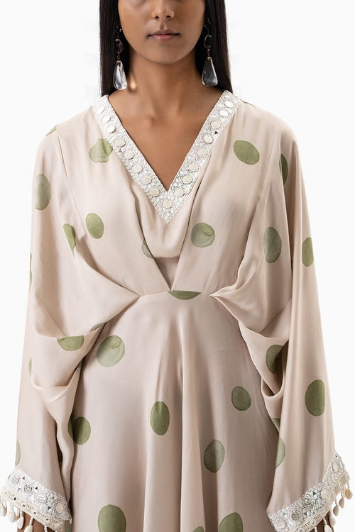 Olive Polka Dot Printed Dress