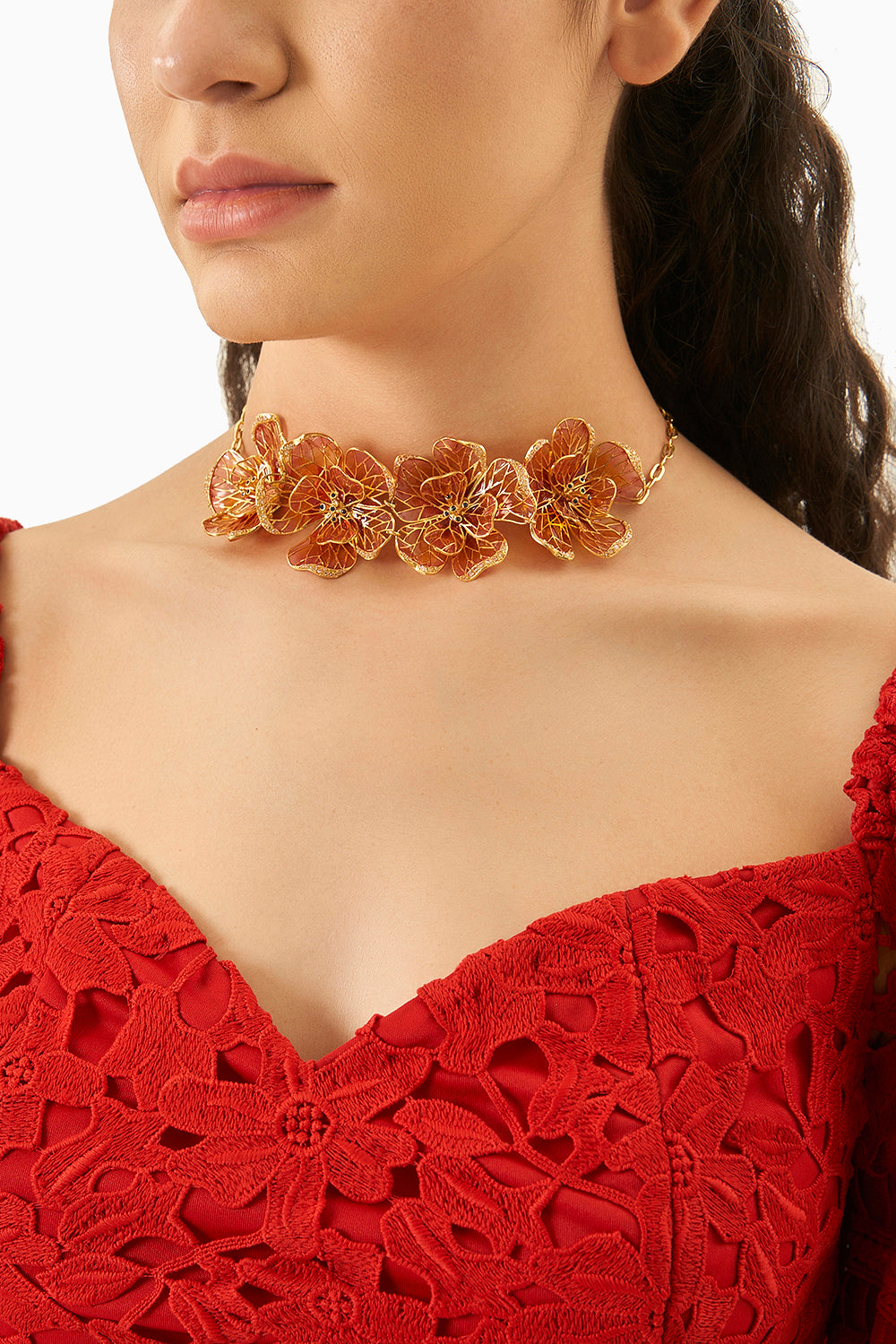 Strawberry and Citrine Fiore Floral Choker