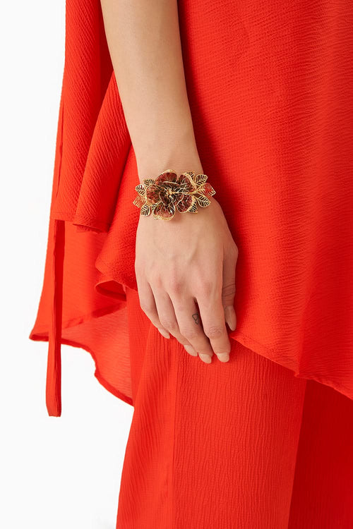 Red and Black Fiore Floral Cuff