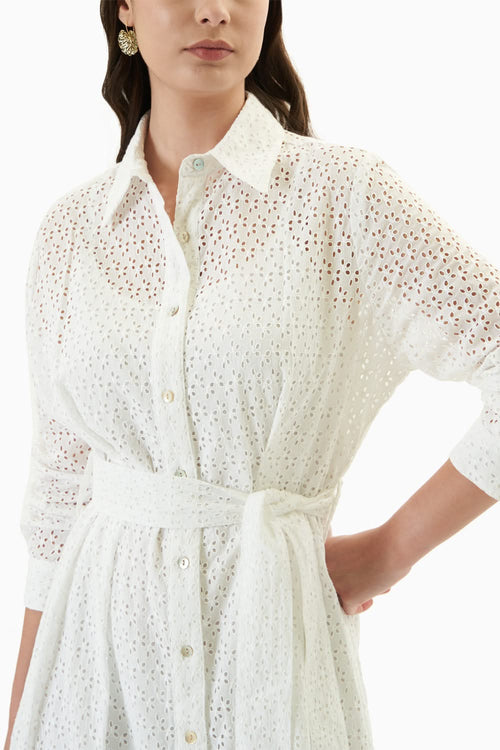 White Forever Classic Shirt Dress