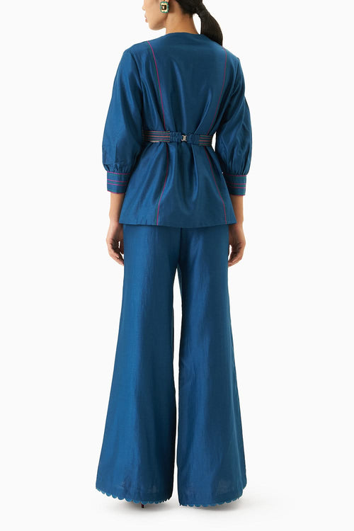 Blue Shirt With Flared Pants