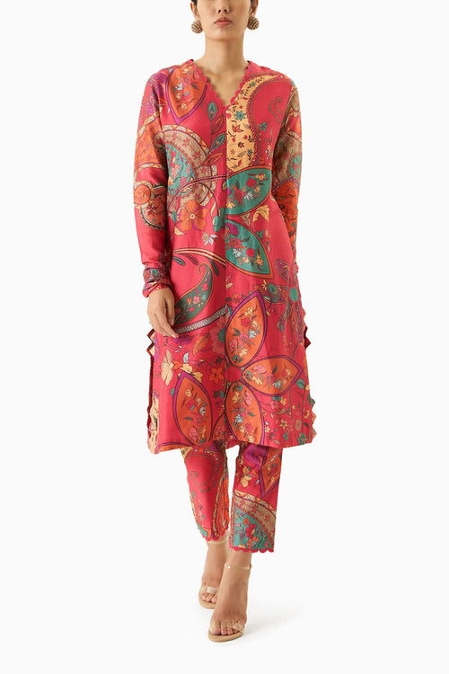 Multicoloured Long Kurta With Pants