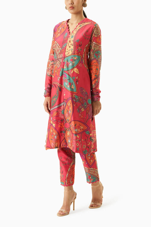 Multicoloured Long Kurta With Pants